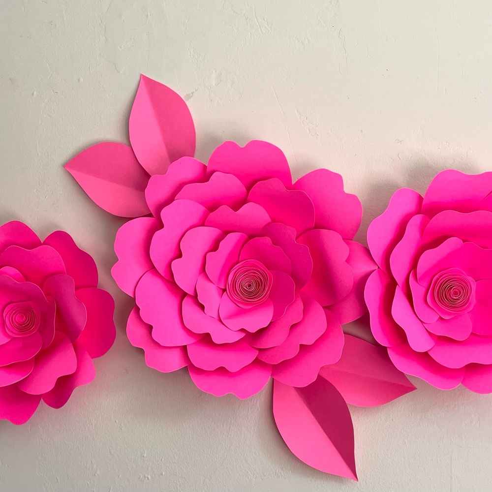 Three Barbiecore  hot pink wall decor Flowers